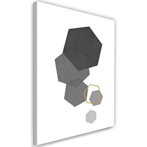 Tableau Hexagones 3 80 X 120 Cm Gris