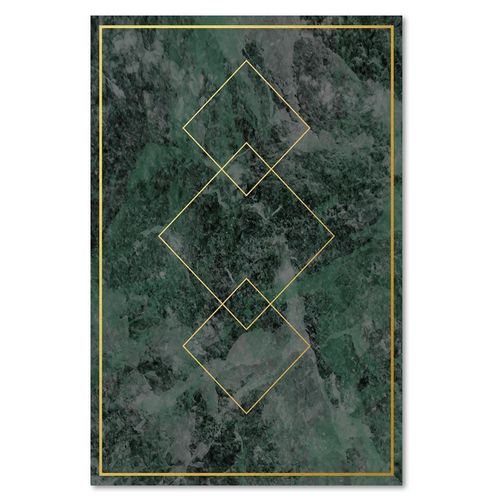 Tableau Bois Carrés Dorés 60 X 90 Cm Vert