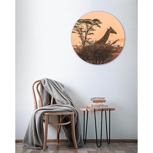 Tableau Bois Matin Sur La Savane 80 X 80 Cm Orange