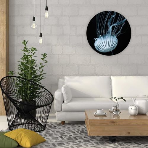 Tableau Méduse Blanche Bois 80 X 80 Cm Blanc