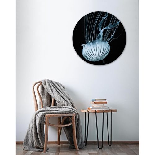 Tableau Méduse Blanche Bois 80 X 80 Cm Blanc