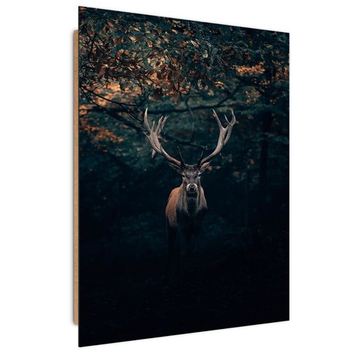 Tableau Bois De Cerf Dans Les Buissons 80 X 120 Cm Marron