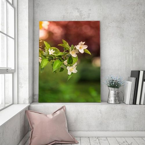 Tableau Bois Fleurs De Jasmin 80 X 120 Cm Vert