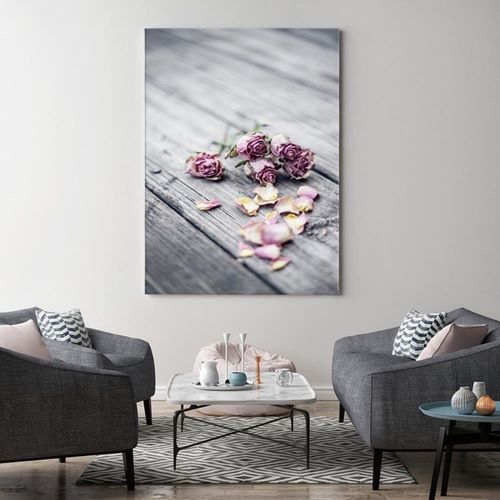 Tableau Roses Séchées 60 X 90 Cm Gris