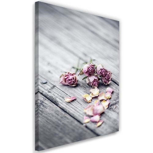 Tableau Roses Séchées 60 X 90 Cm Gris