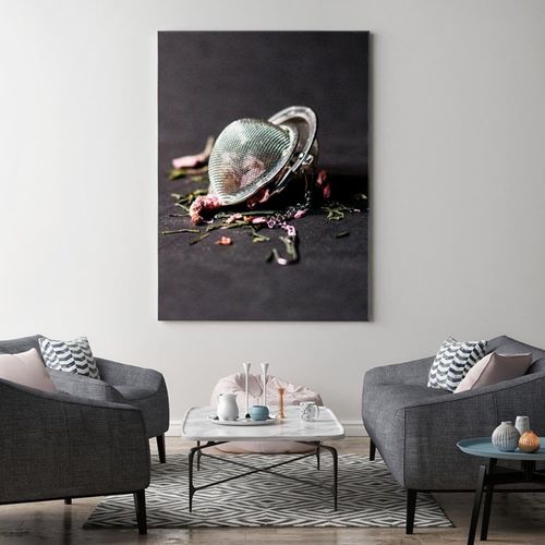 Tableau Thé à La Rose 40 X 60 Cm Gris