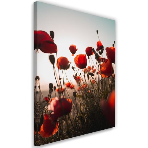 Tableau Coquelicots Aux Soleils 80 X 120 Cm Rouge