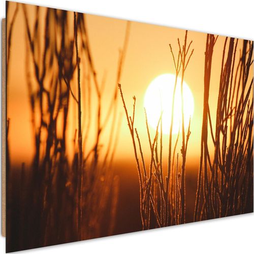 Tableau Bois Coucher De Soleil 2 120 X 80 Cm Orange