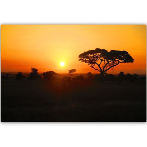 Tableau Coucher De Soleil Africain 60 X 40 Cm Orange