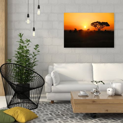 Tableau Coucher De Soleil Africain 60 X 40 Cm Orange