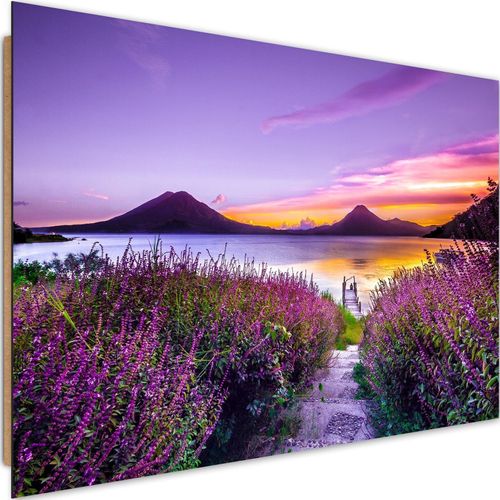 Tableau Bois Violet Paradis 90 X 60 Cm Violet