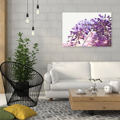 Tableau Bois Lilas Fleurs Glycine 120 X 80 Cm Violet
