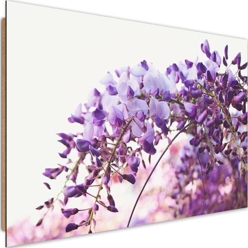 Tableau Bois Lilas Fleurs Glycine 120 X 80 Cm Violet