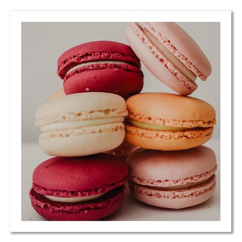 Tableau Macarons Colorés 40 X 40 Cm Rose