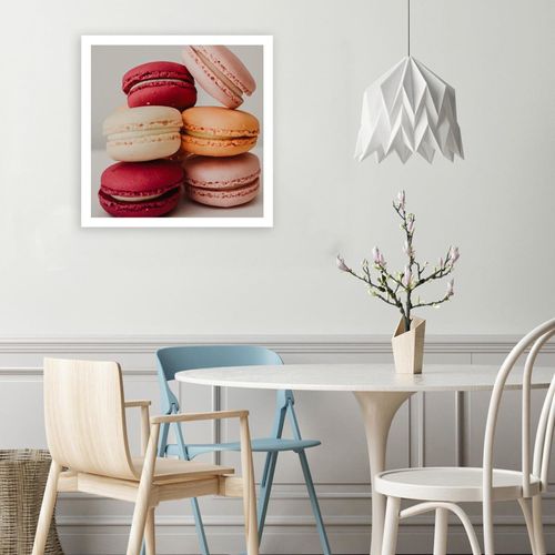 Tableau Macarons Colorés 40 X 40 Cm Rose