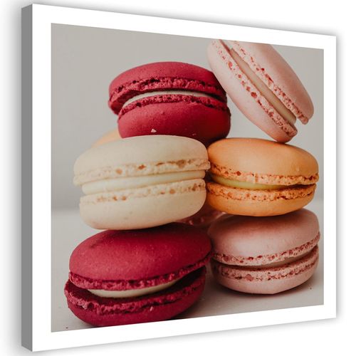 Tableau Macarons Colorés 60 X 60 Cm Rose
