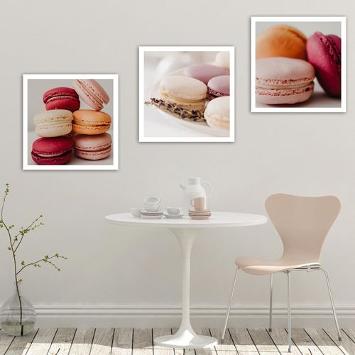 Tableau Bois Macarons Colorés 80 X 80 Cm Rose