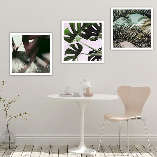 Tableau Feuilles Exotiques Monstera 1 90 X 90 Cm Vert