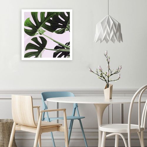 Tableau Feuilles Exotiques Monstera 1 90 X 90 Cm Vert