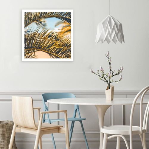 Tableau Feuilles De Palmier 60 X 60 Cm Beige