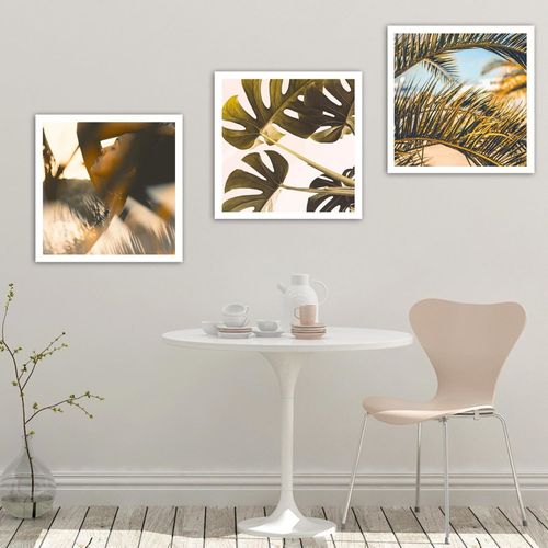 Tableau Feuilles De Palmier 90 X 90 Cm Beige