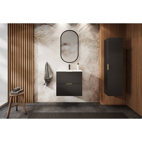 Meuble Sous Vasque Avec Plan Sur Pieds Flow Noir 60 Cm