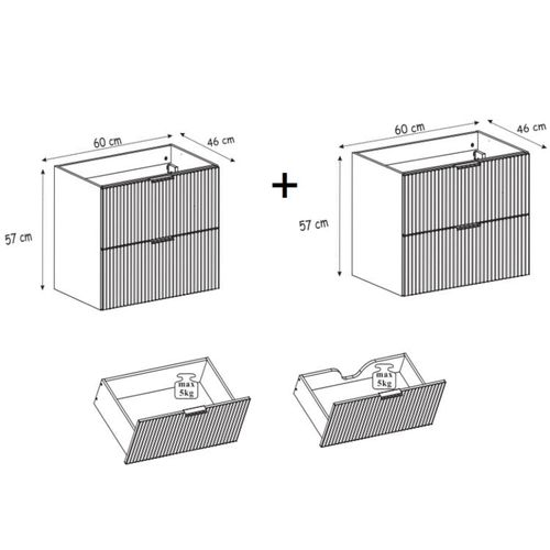 Meuble Sous Double Vasque Sur Pieds Flow Chêne Craft 120 Cm