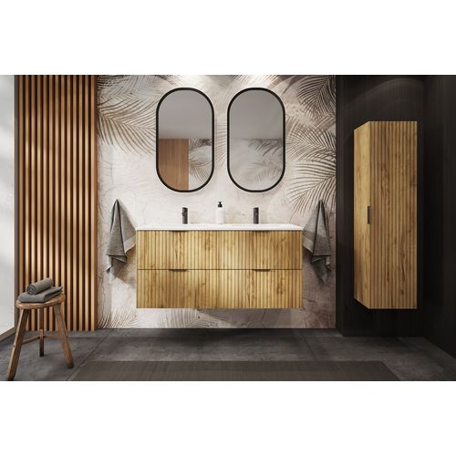 Meuble Sous Double Vasque Avec Plan Sur Pieds Flow Chêne Craft 120 Cm