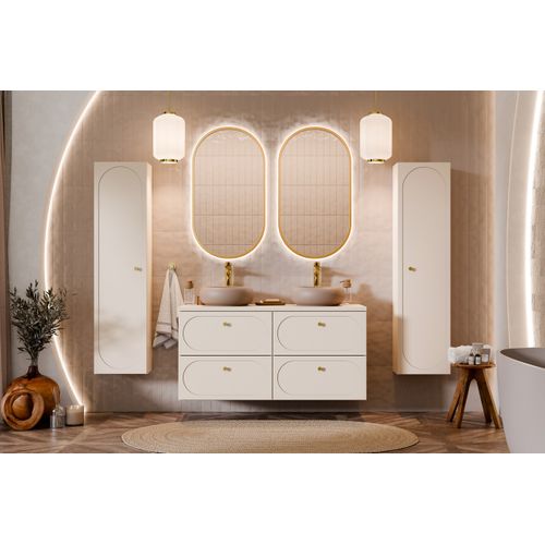 Meuble Sous Vasque Suspendu  80 Cm Donna Sand Beige Avec Plan Et Vasque Wiki