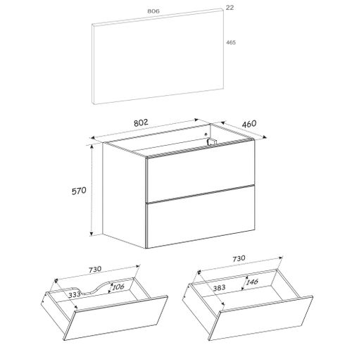 Meuble Sous Vasque Suspendu  80 Cm Donna Sand Beige Avec Plan Et Vasque Wiki