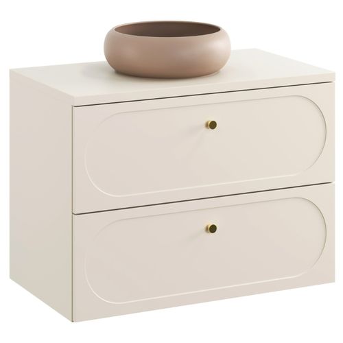 Meuble Sous Vasque Suspendu  80 Cm Donna Sand Beige Avec Plan Et Vasque Wiki