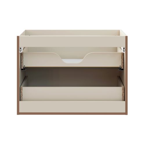 Ensemble Meuble Suspendu Sous Vasque Avec Plan 80 Cm Et Colonne 35 X 140 Cm Beige Donna Sand