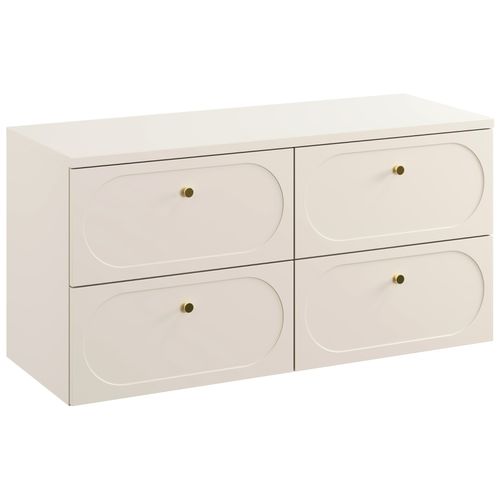 Ensemble Meuble Suspendu Sous Vasque Avec Plan 120 Cm Et Colonne 35 X 140 Cm Beige Donna Sand