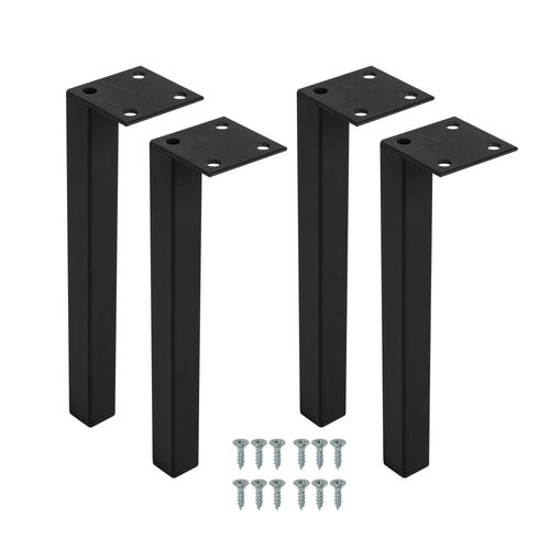 4 Un. Pied Carré Noir Pour Meuble De Salle De Bain Furnidea En Métal H: 15 Cm