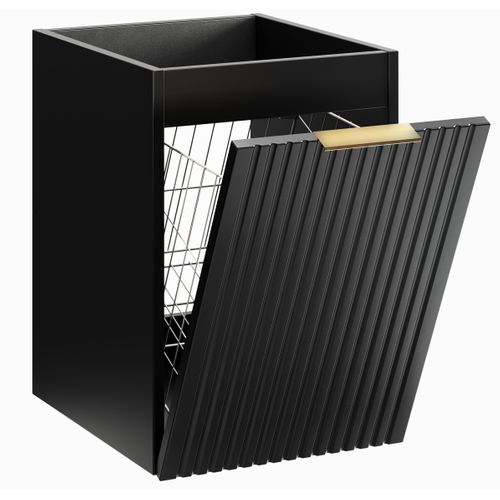 Meuble Suspendu Sous Vasque Avec Panier à Linge Adel Noir 100 Cm