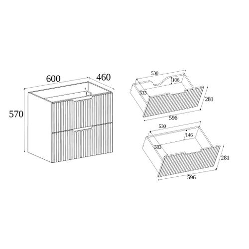 Meuble De Salle De Bain Suspendu Sous Vasque Vena Blanc 60 Cm