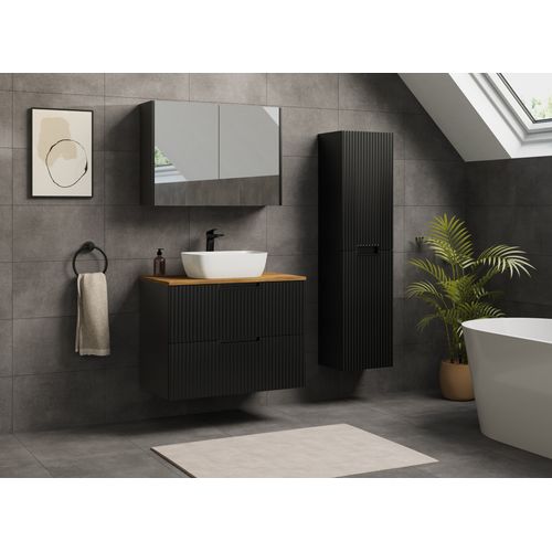Meuble De Salle De Bain Suspendu Sous Vasque Vena Noir 80 Cm