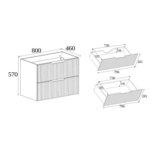 Meuble De Salle De Bain Suspendu Sous Vasque Vena Cachemire 80 Cm