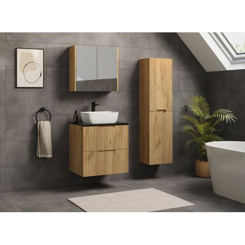 Meuble Colonne De Salle De Bain Suspendu  Vena Chêne 36 X 136 Cm