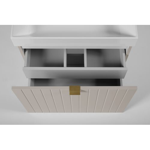 Meuble Sous-vasque Suspendu Harmo 80 Cm Façade Rainuré Cachemire Semi-mat