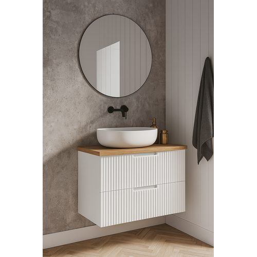 Plan De Travail En Bois Chêne Massif Naturel  60 Cm Pour Meuble De Salle De Bain