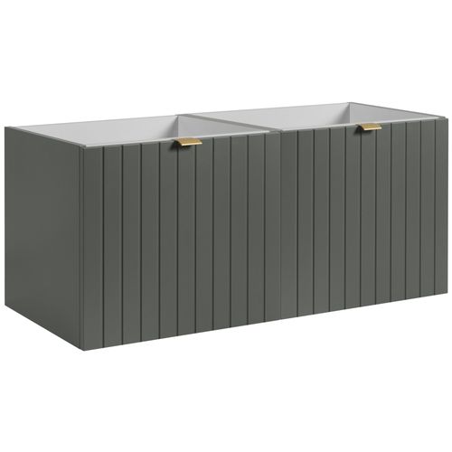 Meuble Sous Double Vasque Suspendu Harmo 100 Cm Façade Rainuré Vert Semi-mat