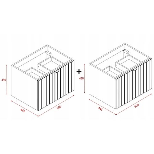 Meuble Sous Double Vasque Suspendu Harmo 120 Cm Façade Rainuré Vert Semi-mat