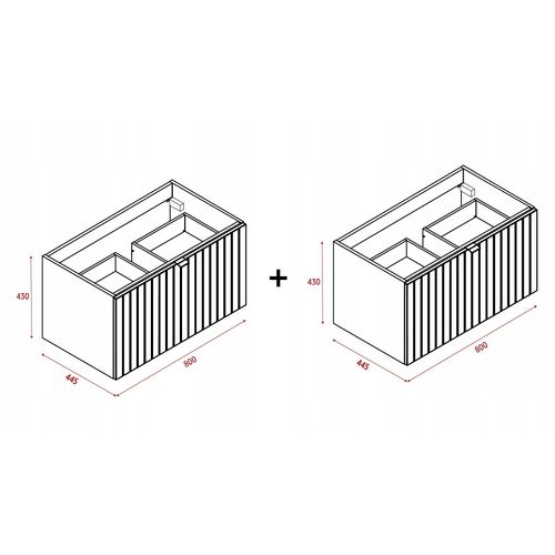 Meuble Sous Double Vasque Suspendu Harmo 160 Cm Façade Rainuré Vert Semi-mat
