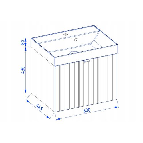 Meuble Vasque Suspendu Harmo 60 Cm Avec Vasque Encastrée En Résine Façade Rainuré Vert