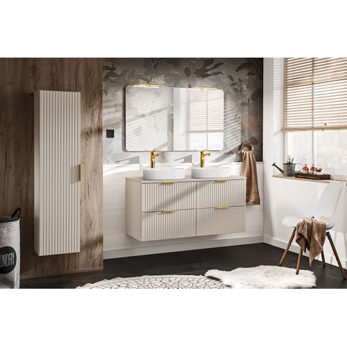 Meuble Bas De Salle De Bain Avec Panier à Linge Adel Cachemire 40 Cm