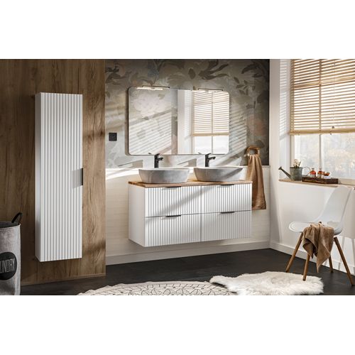 Meuble Bas De Salle De Bain Avec Panier à Linge Adel Blanc40 Cm