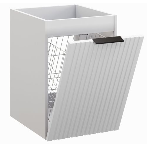 Meuble Bas De Salle De Bain Avec Panier à Linge Adel Blanc40 Cm