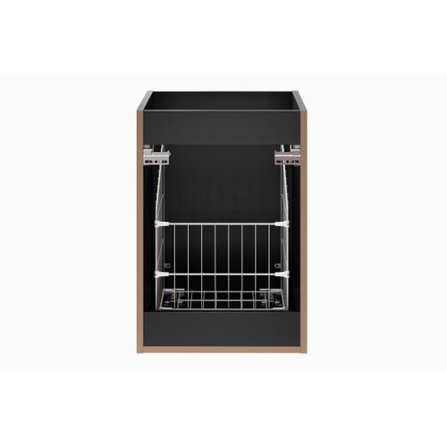 Meuble Bas De Salle De Bain Avec Panier à Linge Adel Noir 40 Cm