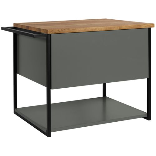 Meuble Sous Vasque Suspendu Lov Vert Avec Porte-serviettes Et Plan En Bois 60 Cm